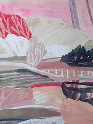 Pink Bush with Navy Tree Reflecting
