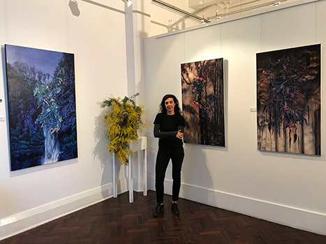 Gina Kalabishis with her install Once In A Blue Moon