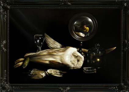 Owl with Finches and Convex Mirror
