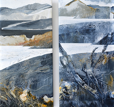 Blue Rolling Hills with Scrub (diptych)