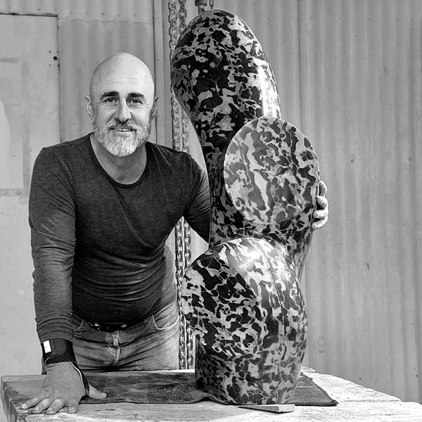 Peter Syndicas in his studio